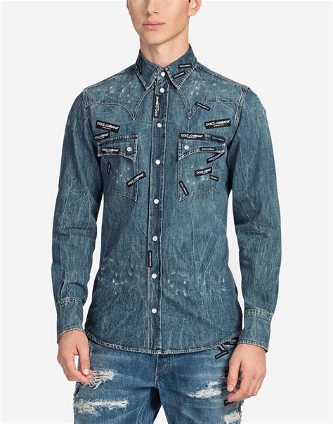 dolce gabbana dress shirt|Dolce & Gabbana denim shirt.